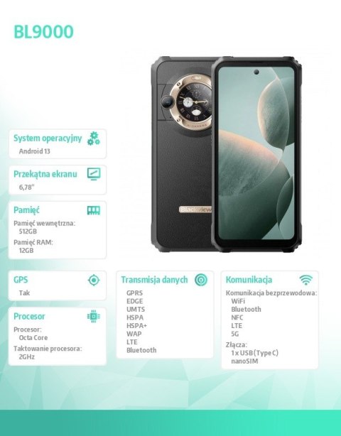 Smartfon BL9000 5G 12/512GB złoty Smartfon BL9000 5G 12/512GB złoty