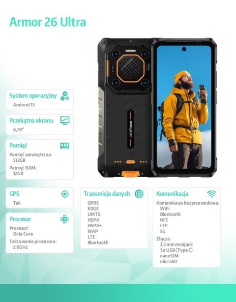 Smartfon Armor 26 Ultra 5G 12/512GB Czarny Smartfon Armor 26 Ultra 5G 12/512GB Czarny