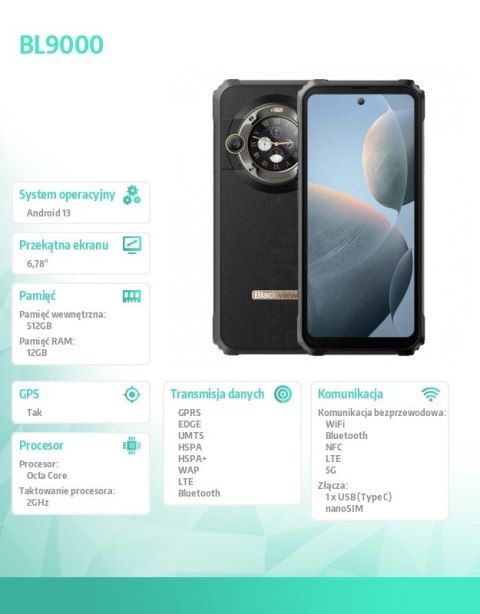 Smartfon BL9000 5G 12/512GB czarny Smartfon BL9000 5G 12/512GB czarny