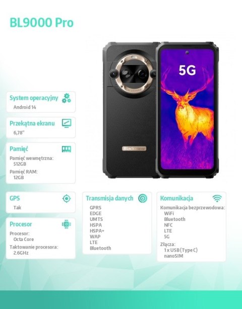Smartfon BL9000 Pro 5G 12/512GB złoty Smartfon BL9000 Pro 5G 12/512GB złoty