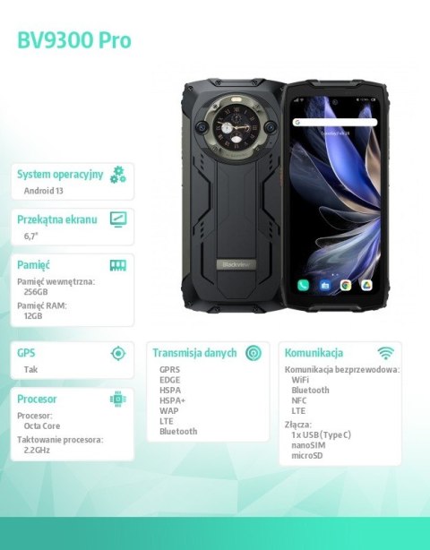 Smartfon BV9300 Pro 15080 mAh 12/256GB czarny Smartfon BV9300 Pro 15080 mAh 12/256GB czarny