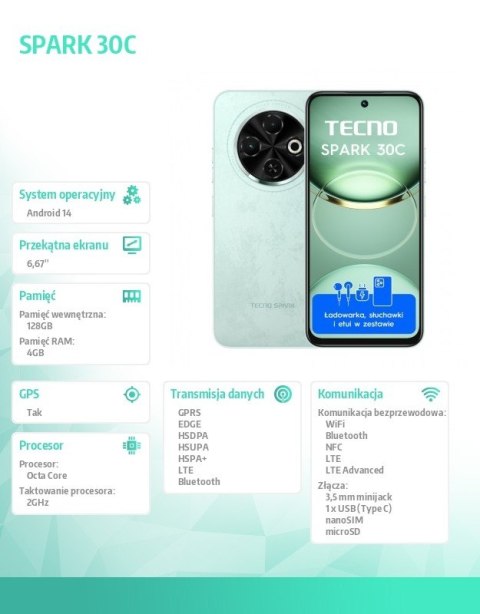 Smartfon Spark 30C 4/128 Magic Skin Green Smartfon Spark 30C 4/128 Magic Skin Green