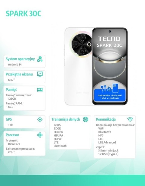 Smartfon Spark 30C 6/128 Orbit White Smartfon Spark 30C 6/128 Orbit White