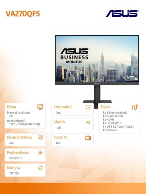 Monitor 27 cali VA27DQFS 5Y Monitor 27 cali VA27DQFS 5Y