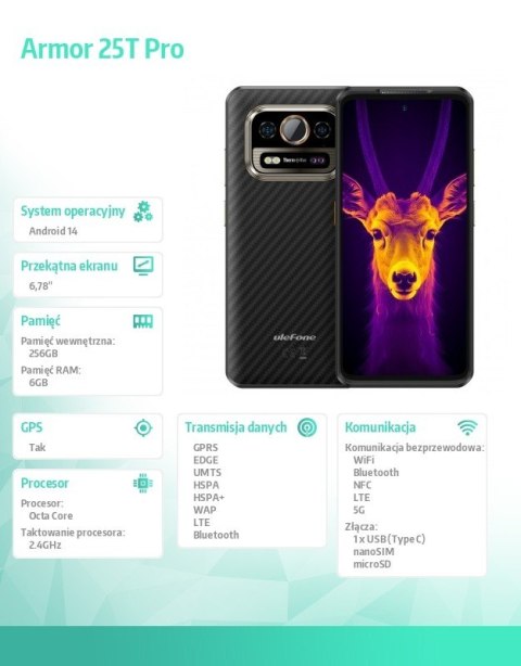 Smartfon Armor 25T Pro 5G 6/256GB Czarny Smartfon Armor 25T Pro 5G 6/256GB Czarny