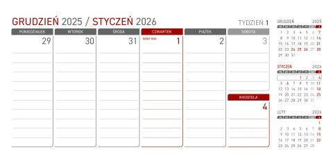 Kalendarz z notesem tygodniowy spiralowy czarny 2027 KB044B Wokół Nas