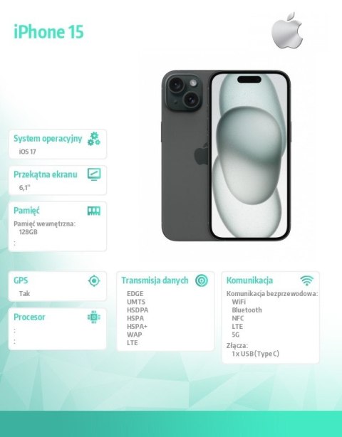IPhone 15 128GB - Czarny