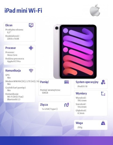 IPad mini Wi-Fi 128GB Fioletowy