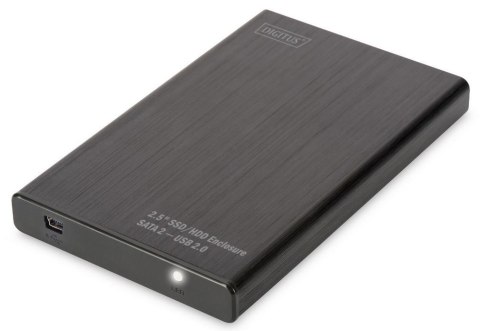Obudowa zewnętrzna USB 2.0 na dysk SSD/HDD 2.5" SATA II, 9.5/7.5mm, aluminiowa Obudowa zewnętrzna USB 2.0 na dysk SSD/HDD 2.5" SATA II, 9.5/7.5mm, aluminiowa