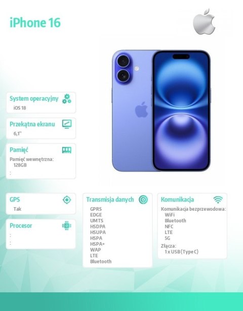 IPhone 16 128GB - Ultramaryna