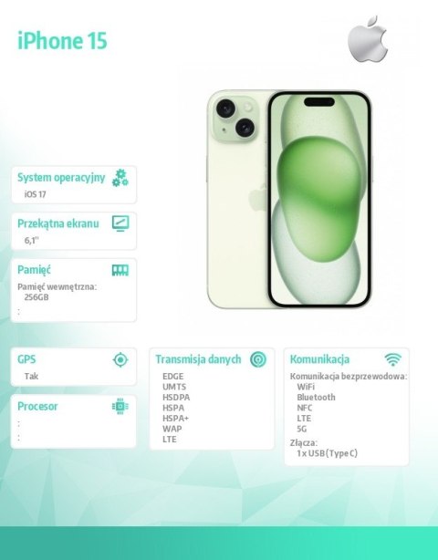 IPhone 15 256GB - Zielony