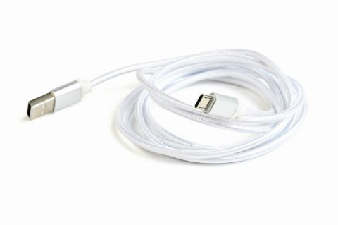 Kabel Micro USB oplot tekstylny/1.8m/srebrny