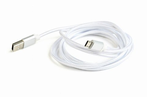 Kabel Micro USB oplot tekstylny/1.8m/srebrny Kabel Micro USB oplot tekstylny/1.8m/srebrny