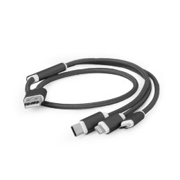 Kabel USB 3w1 do ładowania/1m/czarny