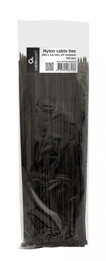Opaska zaciskowa nylon 25cm/3.6mm (100szt) czarna