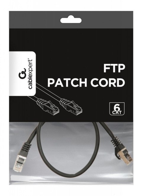 Patch cord ekranowany FTP kat.6 osłonka zalewana 0.5m czarny