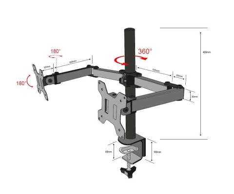 Uchwyt TB-MO2 do dwóch monitorów dwuramienny do 27 cali 10kg VESA 100 Uchwyt TB-MO2 do dwóch monitorów dwuramienny do 27 cali 10kg VESA 100