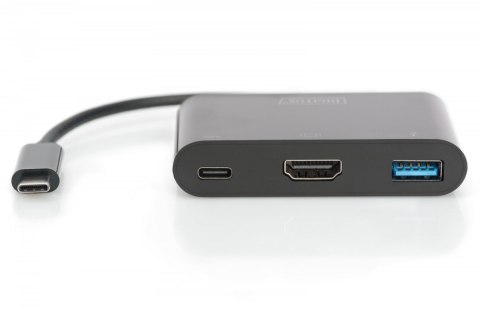 Multi Adapter 1xHDMI 4K 30Hz UHD 1xUSB Typ C Power Delivery, 1xUSB A na USB 3.1 Typ C, czarny Multi Adapter 1xHDMI 4K 30Hz UHD 1xUSB Typ C Power Delivery, 1xUSB A na USB 3.1 Typ C, czarny