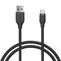 CB-AC1 kabel USB-C - USB-A 1.2m 60W PD 3A 5Gbps 20V FCP AFC Quick Charge nylonowy oplot czarny