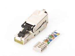 Wtyk modularny RJ45 kat.6A, PoE+, 10GbE, STP, ekranowany, metalowy, beznarzędziowy, AWG 27-22, zaślepka