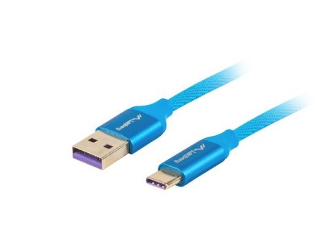 Kabel Premium USB CM - AM 2.0 1m niebieski 5A, pełna miedź Kabel Premium USB CM - AM 2.0 1m niebieski 5A, pełna miedź
