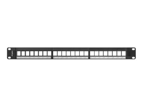Patch panel pusty 24 porty 1U 19 cali czarny do modułów keystone Patch panel pusty 24 porty 1U 19 cali czarny do modułów keystone