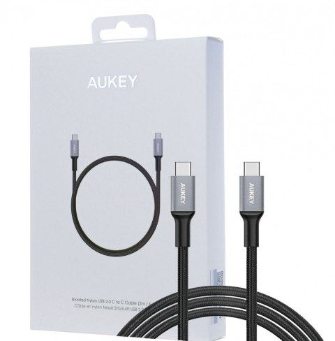 CB-CD6 kabel USB-C - USB-C 2m 60W PD 3A 20V nylonowy oplot czarny CB-CD6 kabel USB-C - USB-C 2m 60W PD 3A 20V nylonowy oplot czarny