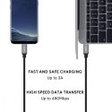 CB-CD6 kabel USB-C - USB-C 2m 60W PD 3A 20V nylonowy oplot czarny