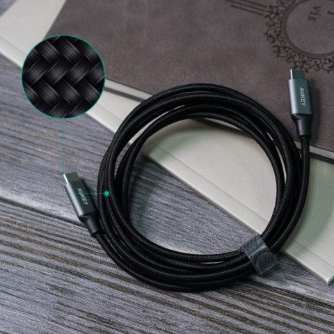 CB-CD6 kabel USB-C - USB-C 2m 60W PD 3A 20V nylonowy oplot czarny CB-CD6 kabel USB-C - USB-C 2m 60W PD 3A 20V nylonowy oplot czarny