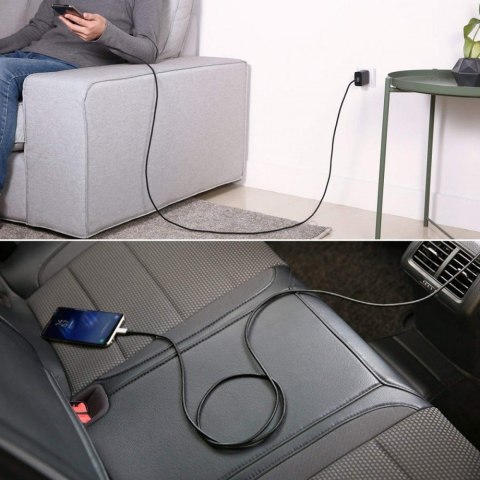 CB-CD6 kabel USB-C - USB-C 2m 60W PD 3A 20V nylonowy oplot czarny CB-CD6 kabel USB-C - USB-C 2m 60W PD 3A 20V nylonowy oplot czarny