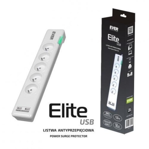 Listwa antyprzepięciowa ELITE USB 1.5m T/LZ11-ELI015/0000 Listwa antyprzepięciowa ELITE USB 1.5m T/LZ11-ELI015/0000