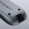 CB-C71 aluminiowy HUB USB-C | 8w1 | RJ45 Ethernet 10/100/1000Mbps | 3xUSB 3.1 | HDMI 4k@30Hz | SD i microSD | USB-C Power Delive