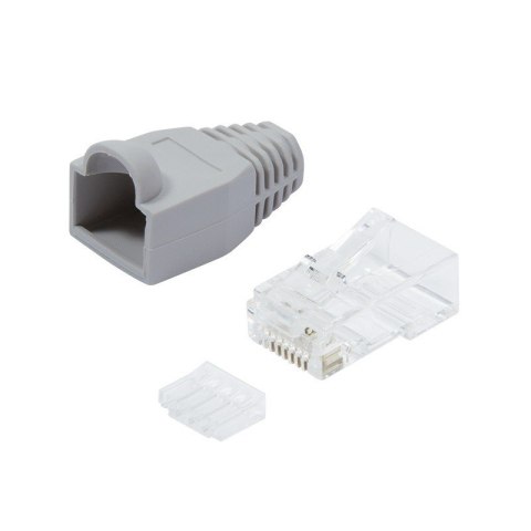 Wtyki RJ45 CAT.6 100szt. UTP z osłoną, szare