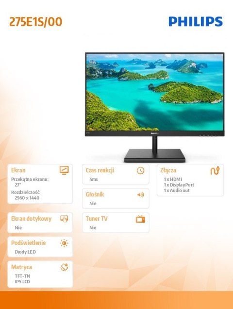 Monitor 275E1S 27'' IPS HDMI DP FreeSync Monitor 275E1S 27'' IPS HDMI DP FreeSync