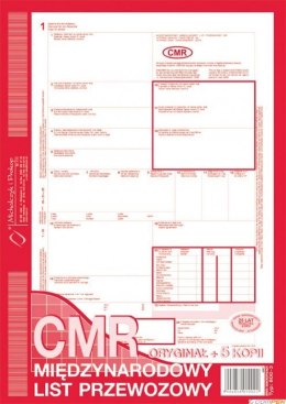 800-3N CMR A4 78kartek 1+5 numerowany międzynarodowy list przewozowy M&P