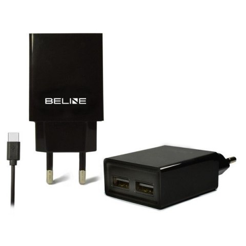Ładowarka sieciowa 2xUSB + USB-C 2A czarna Ładowarka sieciowa 2xUSB + USB-C 2A czarna