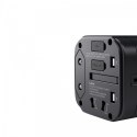 PA-TA01 Black uniwersalny podróżny adapter sieciowy 2xUSB+1xUSB C | 7.8A | pasuje w 150 krajach