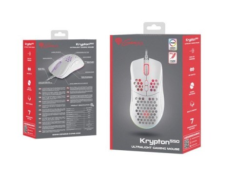 Mysz Krypton 550 8000 DPI podświetlenie RGB dla graczy lekka Biała Mysz Krypton 550 8000 DPI podświetlenie RGB dla graczy lekka Biała