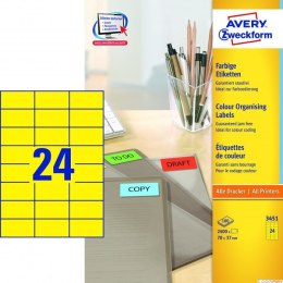 Etykiety żółte 3451 70 x 37 100 ark trwałe, Avery Zweckform