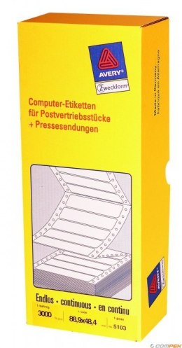 Etykiety uniwersalne 5103 88,9x48,4 na składance do drukarek igłowych, Avery Zweckform (X)