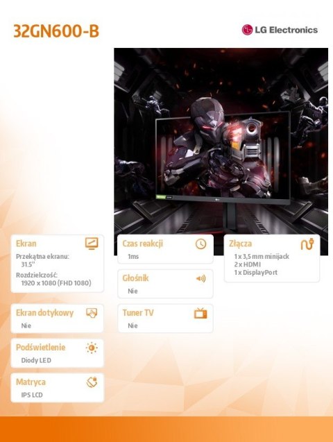Monitor 31.5 cala 32GN600-B QHD UltraGear 165Hz 1ms MBR Monitor 31.5 cala 32GN600-B QHD UltraGear 165Hz 1ms MBR