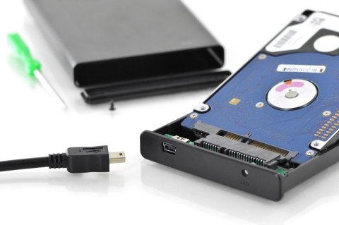 Obudowa zewnętrzna USB 2.0 na dysk SSD/HDD 2.5" SATA II, 9.5/7.5mm, aluminiowa Obudowa zewnętrzna USB 2.0 na dysk SSD/HDD 2.5" SATA II, 9.5/7.5mm, aluminiowa
