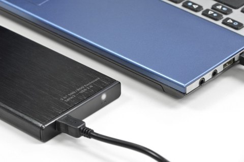 Obudowa zewnętrzna USB 2.0 na dysk SSD/HDD 2.5" SATA II, 9.5/7.5mm, aluminiowa Obudowa zewnętrzna USB 2.0 na dysk SSD/HDD 2.5" SATA II, 9.5/7.5mm, aluminiowa