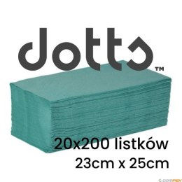 Ręczniki składane ZZ, makulaturowe, zielone, ekonomiczne DOTTS, 23x25cm, 4000 listków