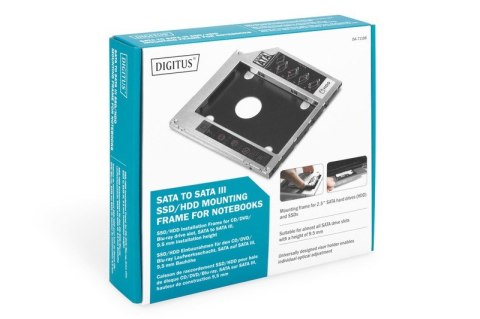 Ramka montażowa SSD/HDD do napędu CD/DVD/Blu-ray, SATA na SATA III, 9.5mm Ramka montażowa SSD/HDD do napędu CD/DVD/Blu-ray, SATA na SATA III, 9.5mm