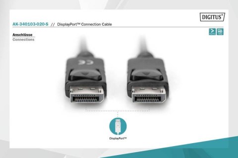 Kabel połączeniowy DisplayPort z zatrzaskami 1080p 60Hz FHD Typ DP/DP M/M czarny 2m Kabel połączeniowy DisplayPort z zatrzaskami 1080p 60Hz FHD Typ DP/DP M/M czarny 2m