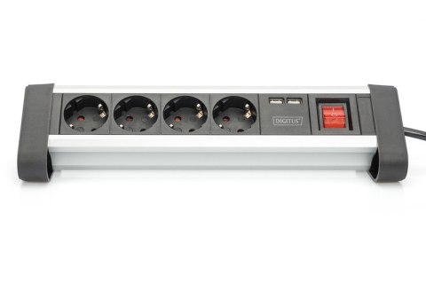 Listwa zasilająca biurowa 45° 4 gniazdowa, 2x USB (5V/2A) z możliwością obrotu o 290° aluminiowa HQ Listwa zasilająca biurowa 45° 4 gniazdowa, 2x USB (5V/2A) z możliwością obrotu o 290° aluminiowa HQ