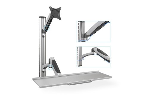 Ramię naścienne pojedyncze, 1xLCD + klawiatura, max. 27", max. 8kg, uchylno-obrotowe 360° (PIVOT) Ramię naścienne pojedyncze, 1xLCD + klawiatura, max. 27", max. 8kg, uchylno-obrotowe 360° (PIVOT)