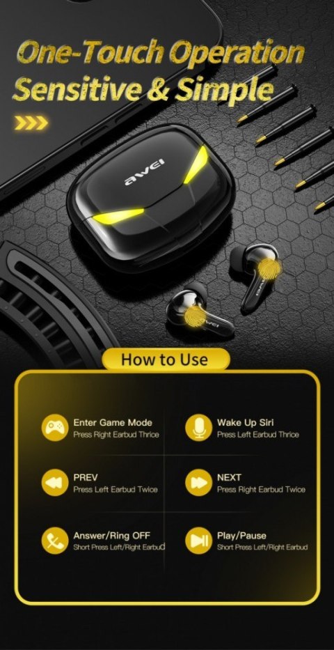 Słuchawki Bluetooth 5.0 T35 TWS + Stacja dokująca -Dla Graczy- czarne Słuchawki Bluetooth 5.0 T35 TWS + Stacja dokująca -Dla Graczy- czarne