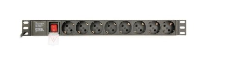Listwa zasilająca rack (PDU), 8 gniazd typ Schuko, 1U, 10A, wtyk C14 3m